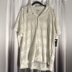 Guess Ivory Crochet Button-Up Top